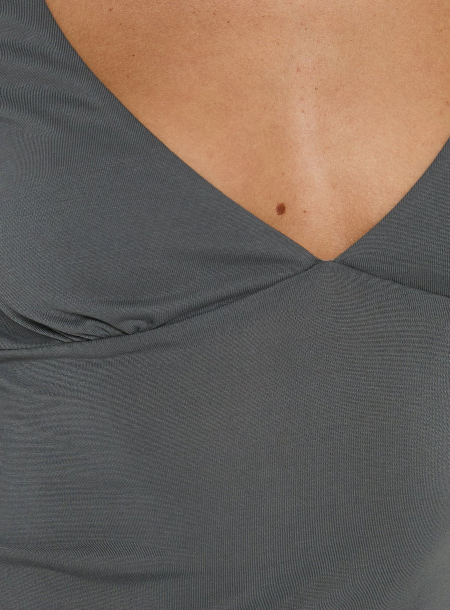 Back To Friends V Neck 3/4 Sleeve Top Grey · photo 6