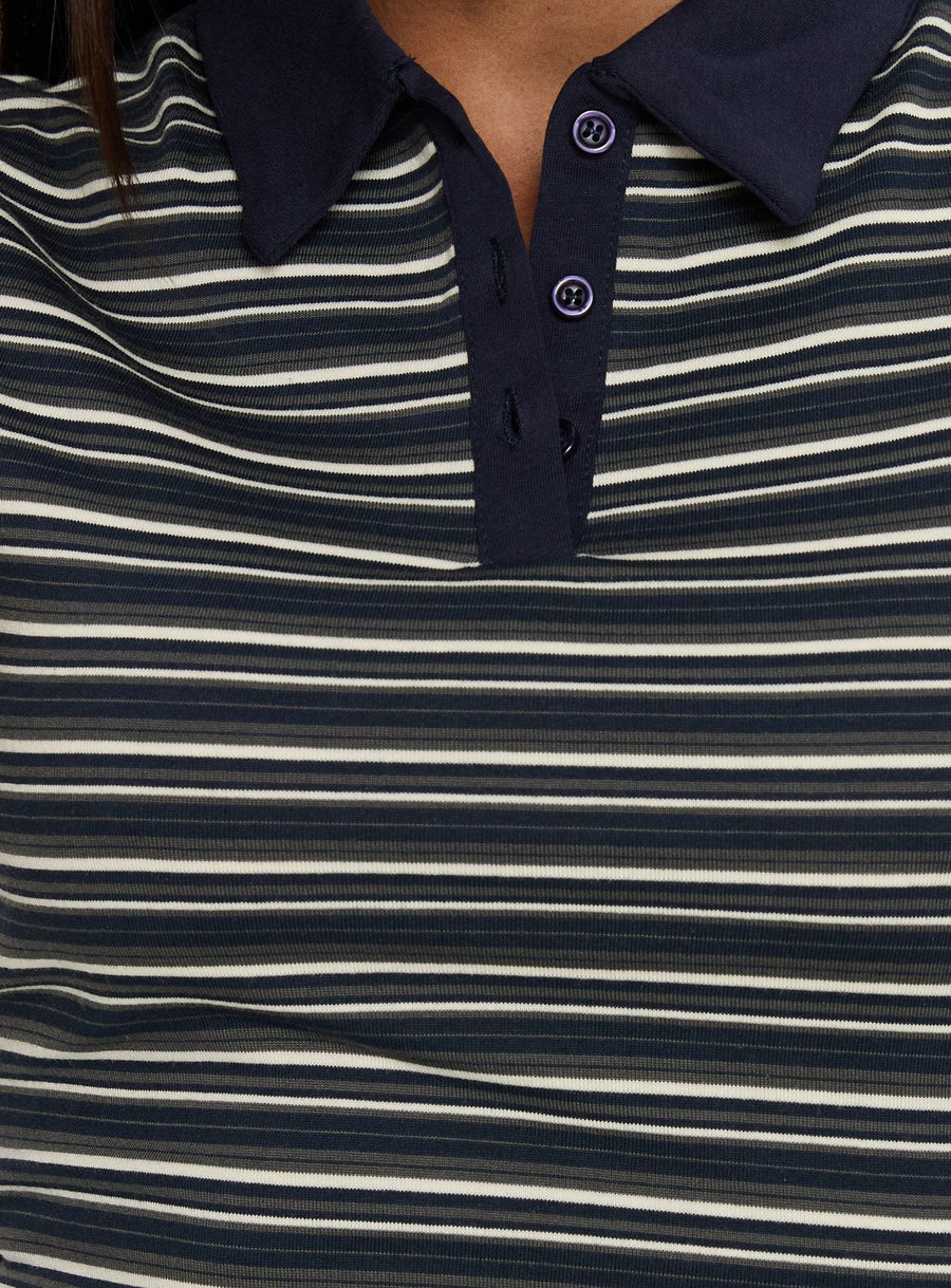 Britte Polo Shirt Mini Dress Navy Stripe · photo 6