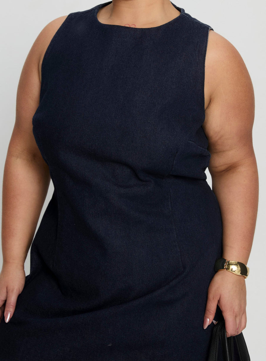 Ainsleigh Shift Denim Playsuit Dark Wash Curve · photo 6