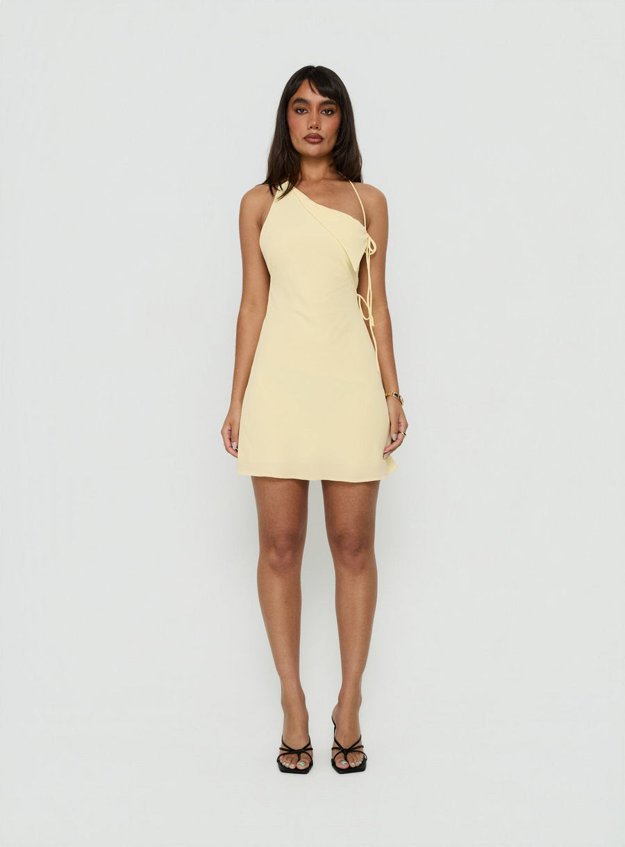 Ariann One Shoulder Low Back Mini Dress Yellow · photo 6