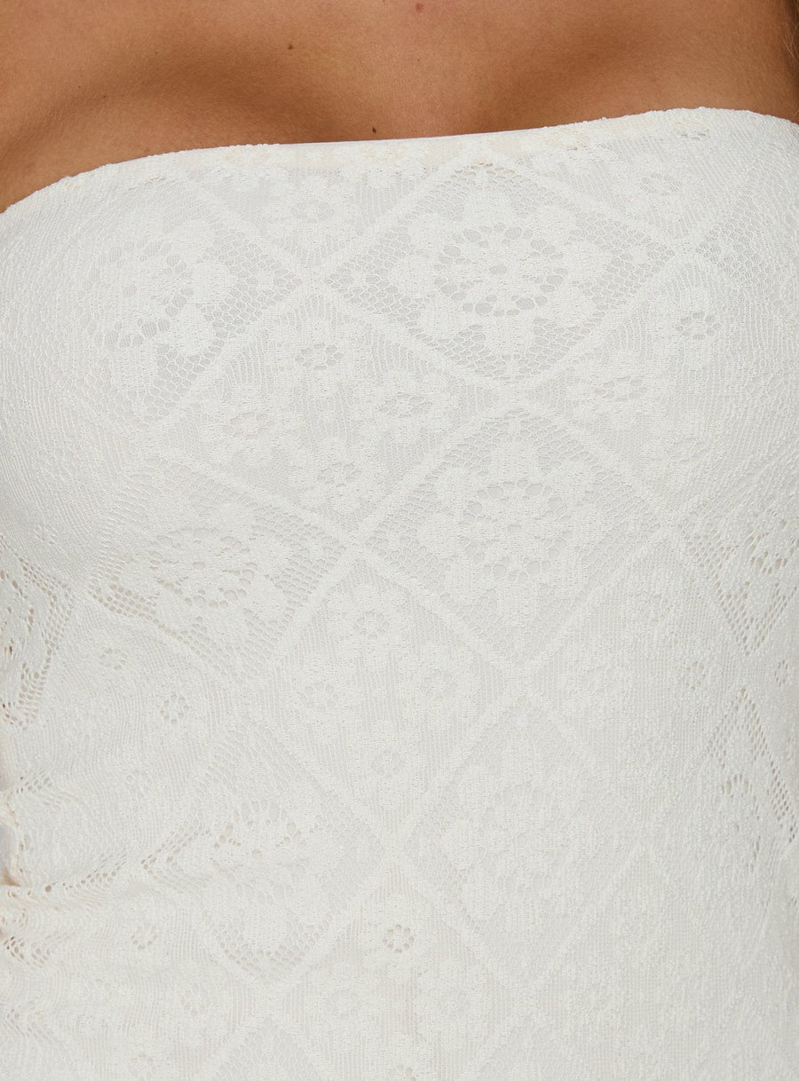 Porcelana Strapless Tassel Mini Dress Cream · photo 6
