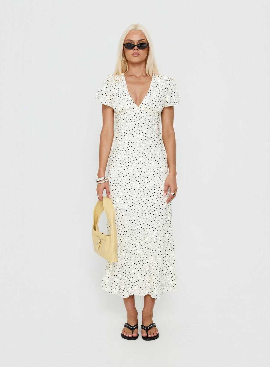 Mareiko V Neck Maxi Dress Cream Polka Dot · photo 7