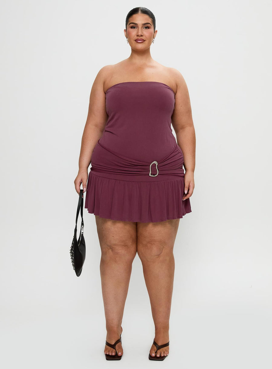 Love Lingers Strapless Mini Dress Burgundy Curve · photo 7