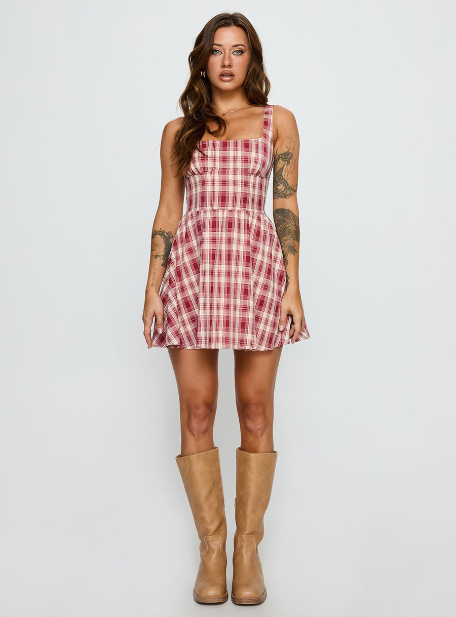 Ofeliah Mini Dress Red Check · photo 7