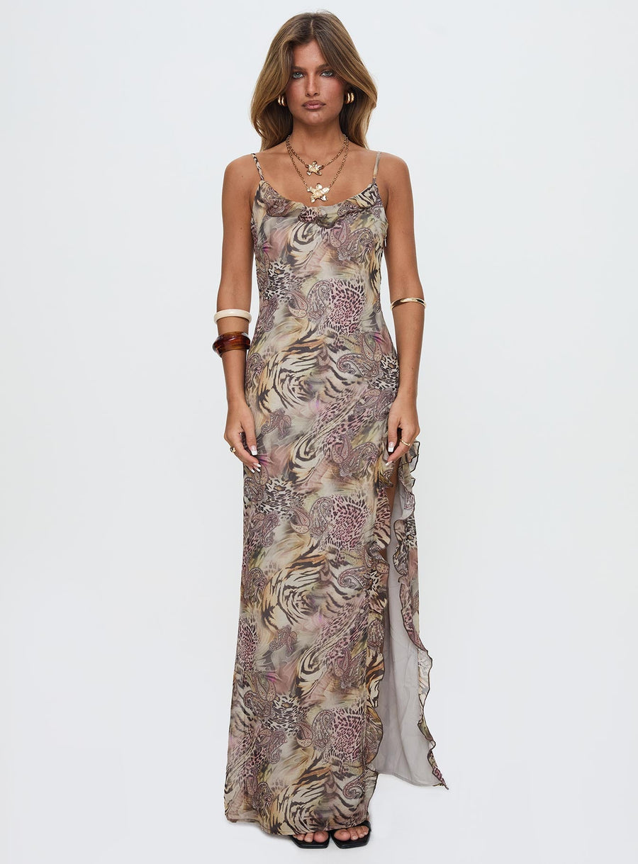 Sympathize Frill Split Maxi Dress Multi · photo 7