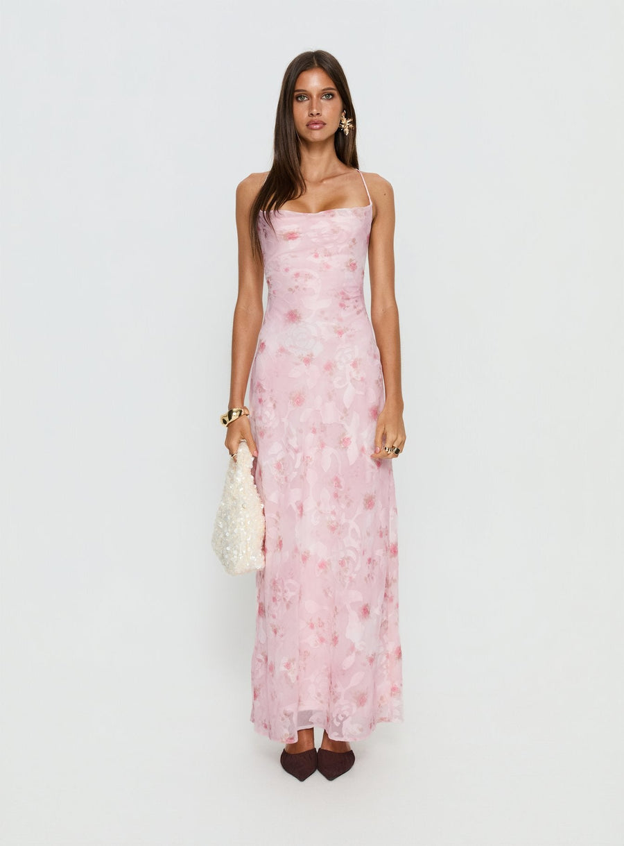 Celena Maxi Dress Pink Floral Burnout · photo 7