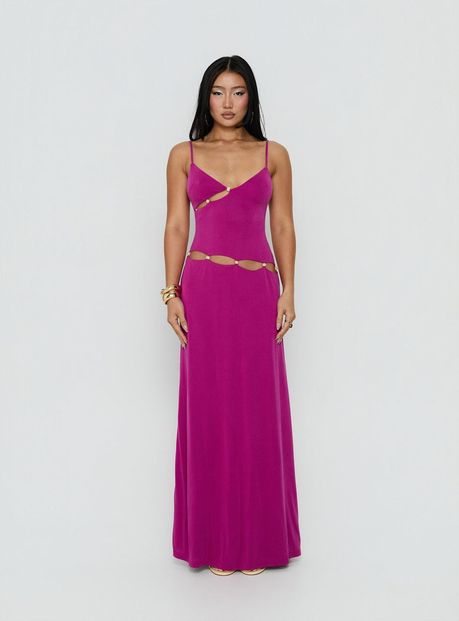 Allspice Beaded Maxi Dress Plum · photo 6