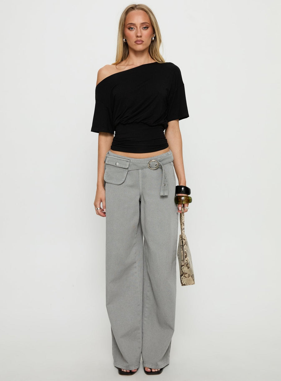 Ashlinn Off Shoulder Drapey Top Black · photo 7