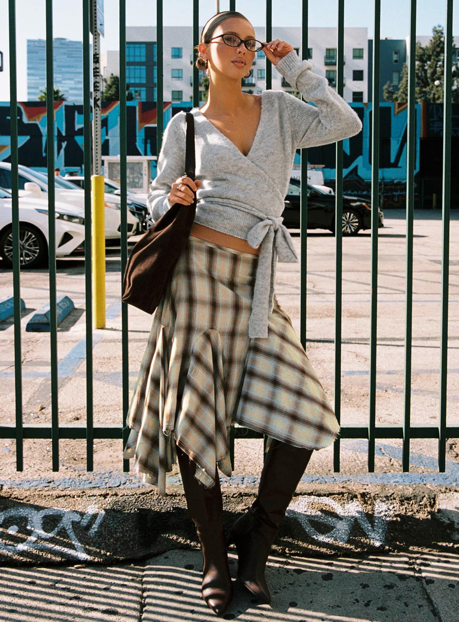 Toshie Asymmetrical Midi Skirt Multi Check · photo 9
