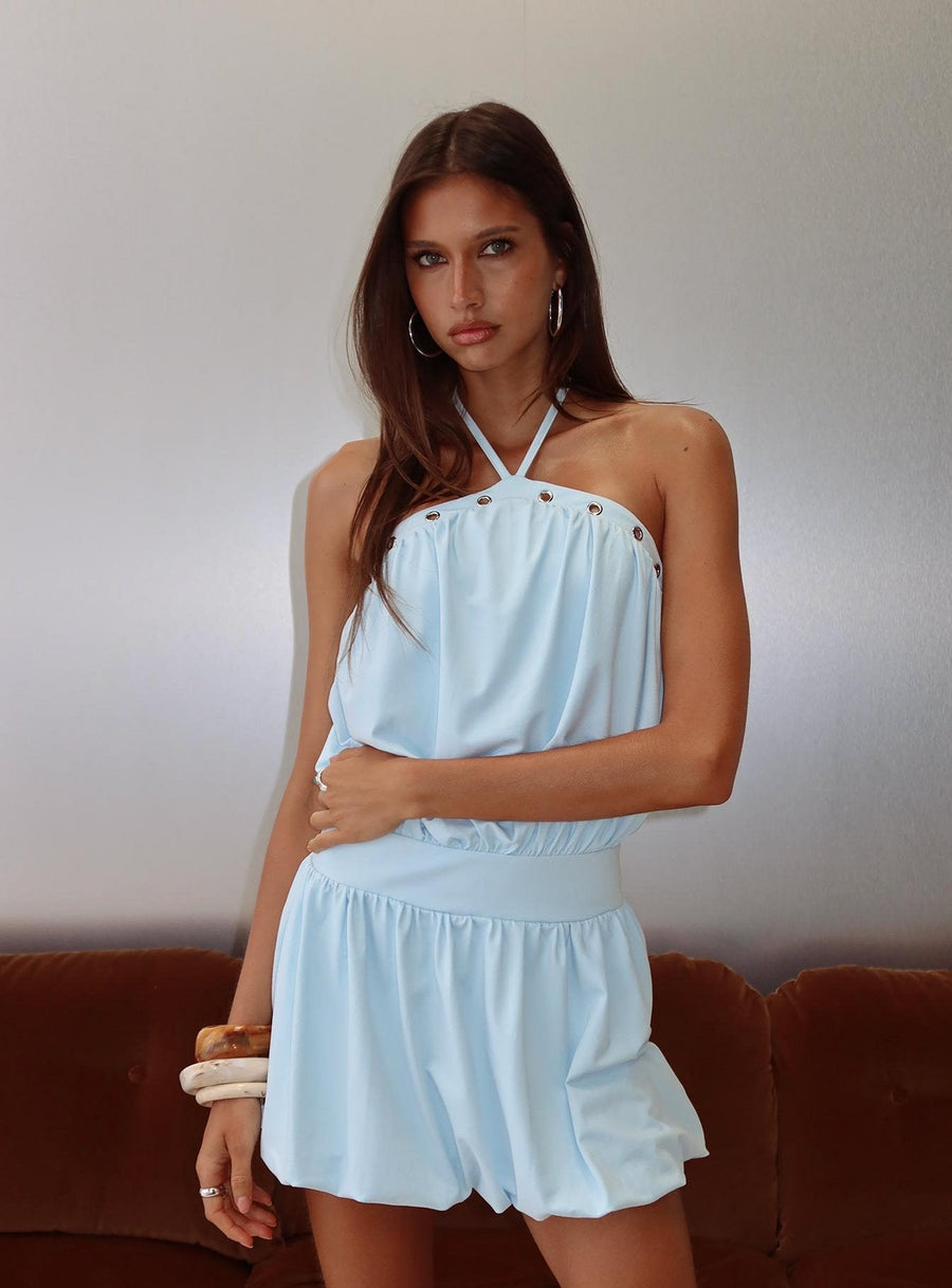 Sunnee Eyelet Detail Romper Icy Blue · photo 8