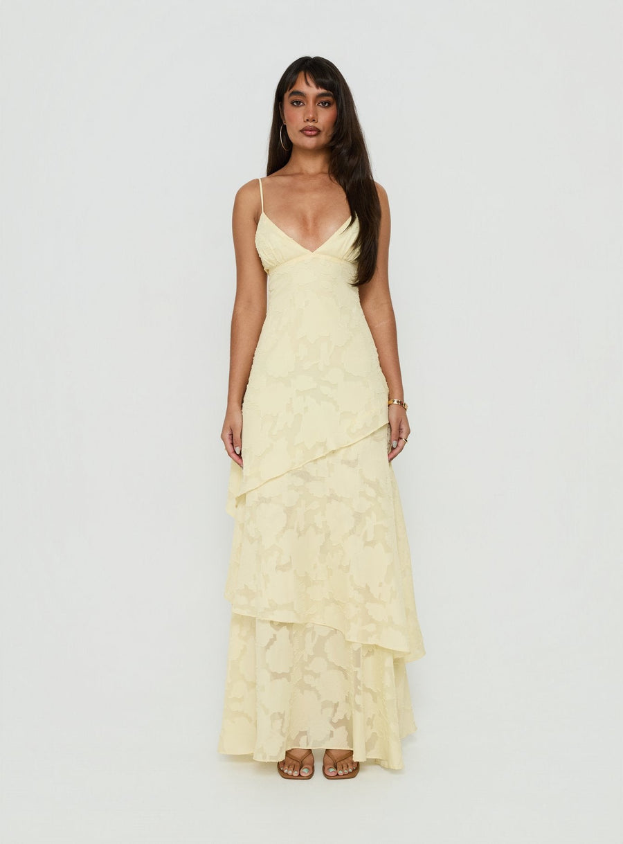 Lyricah Tiered Tie Back Maxi Dress Yellow · photo 8
