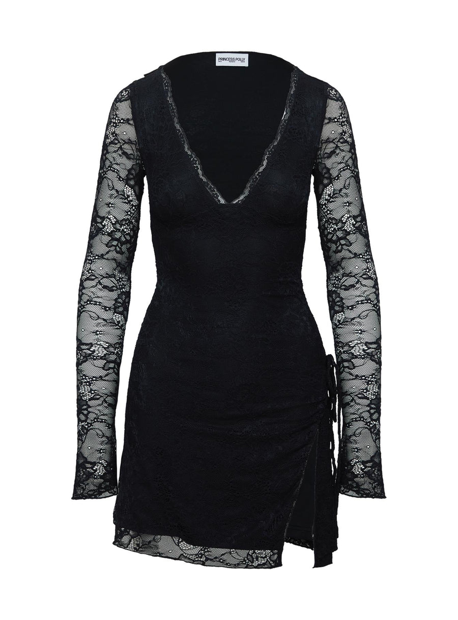 Airabella Long Sleeve Lace Mini Dress Black · photo 8