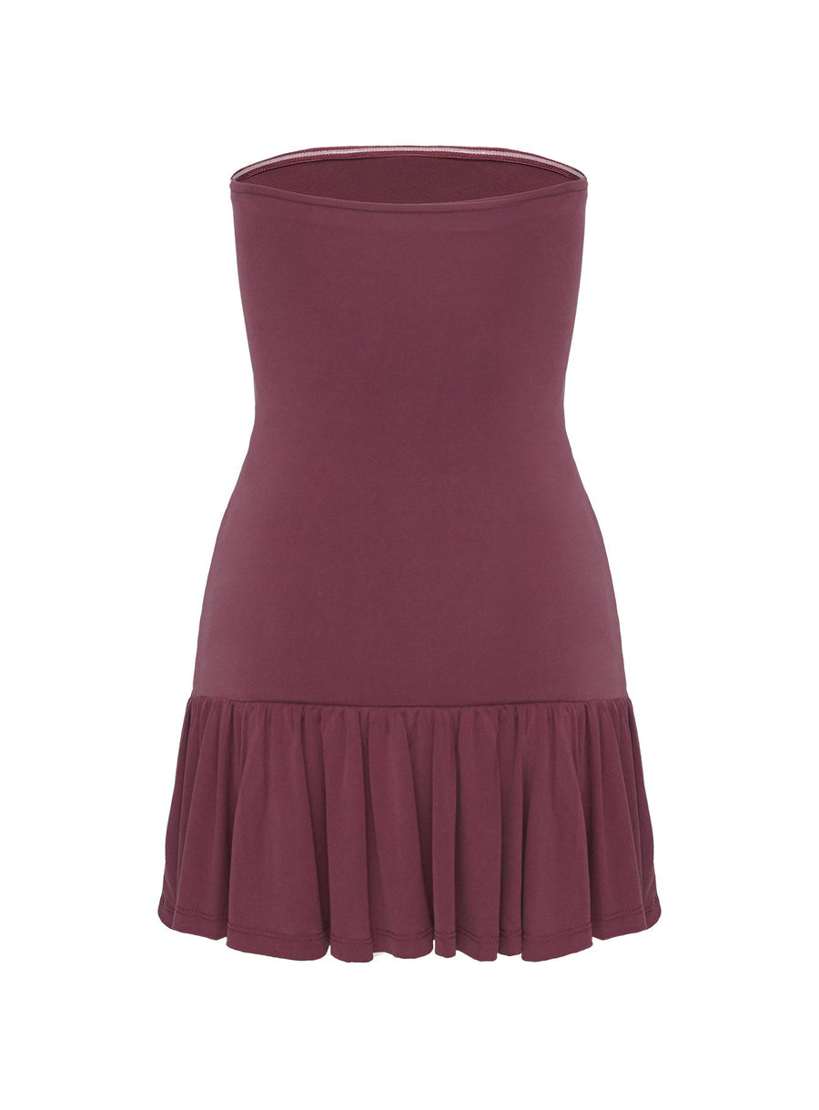 Love Lingers Strapless Mini Dress Burgundy Petite · photo 5