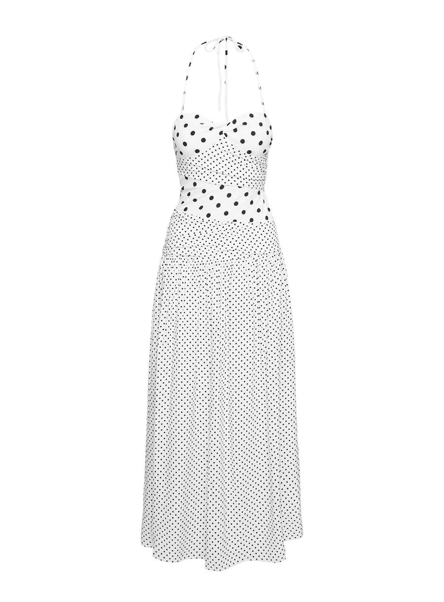 Marguerite Halter Maxi Dress White Polka Petite · photo 11