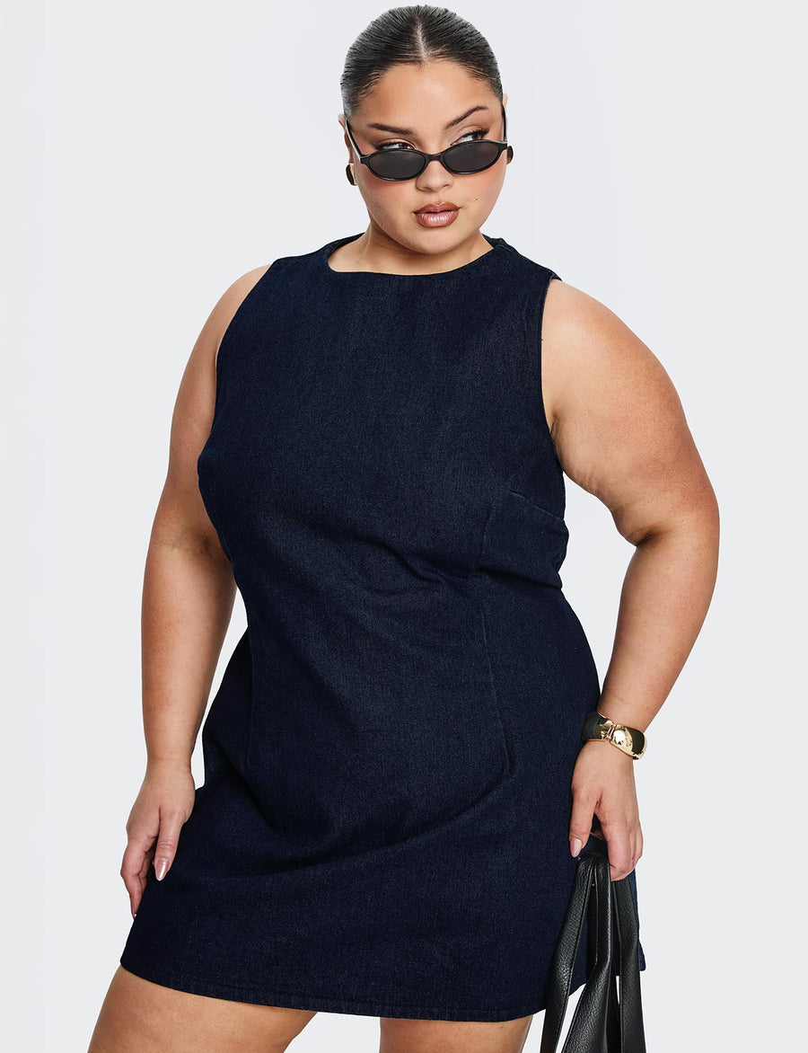 Ainsleigh Shift Denim Playsuit Dark Wash Curve · photo 1