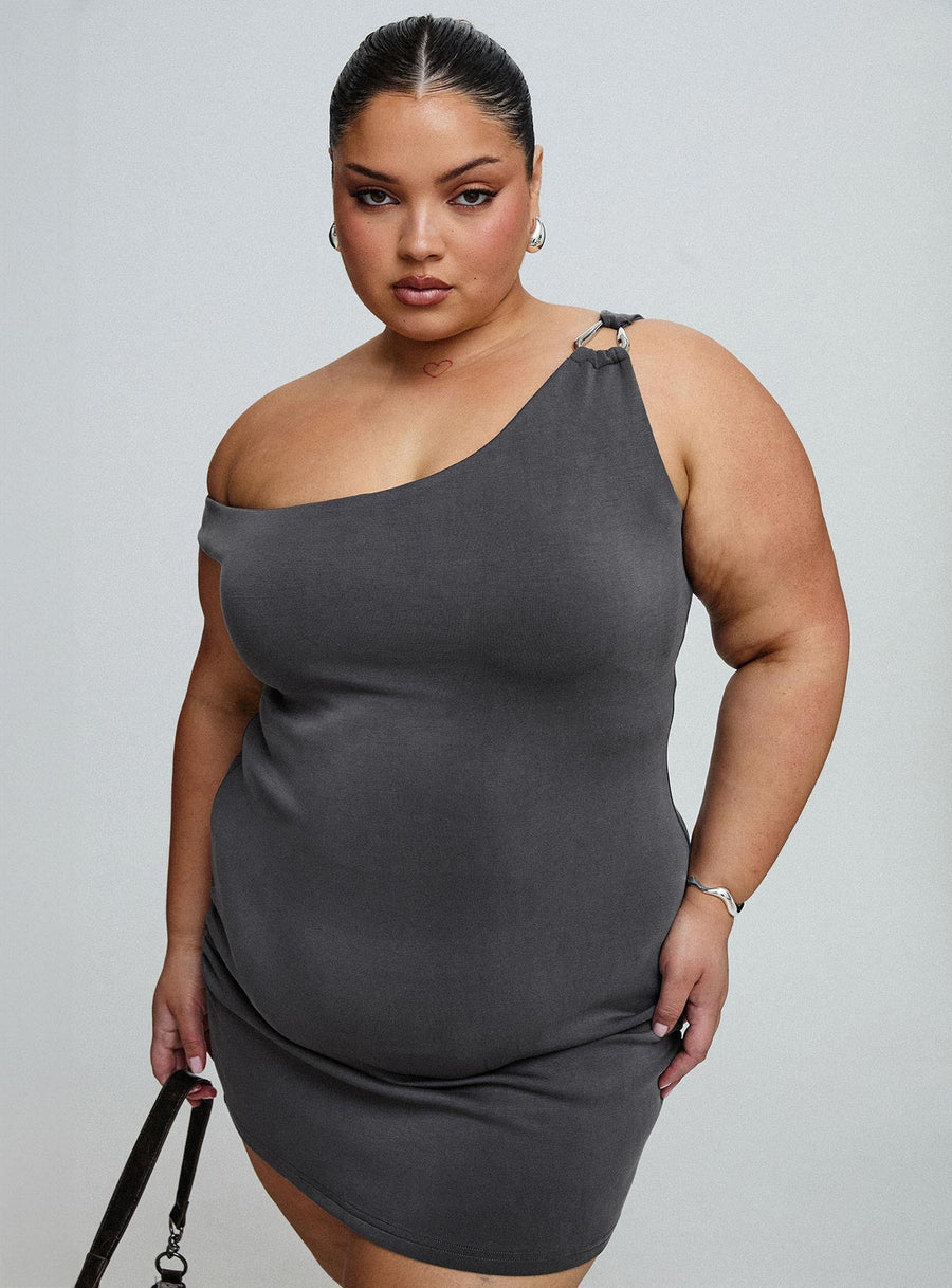 True Desires One Shoulder Mini Dress Grey · photo 10