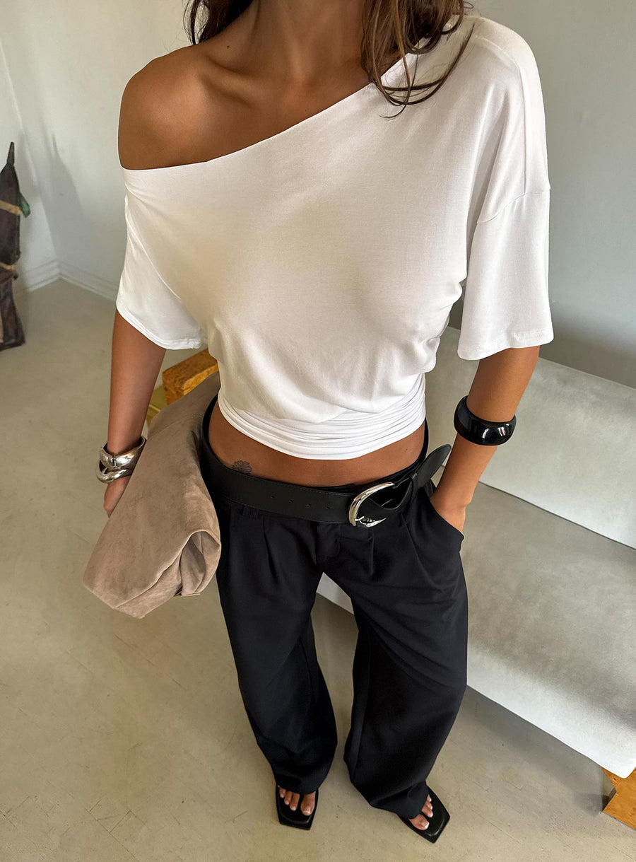 Ashlinn Off Shoulder Drapey Top White · photo 1
