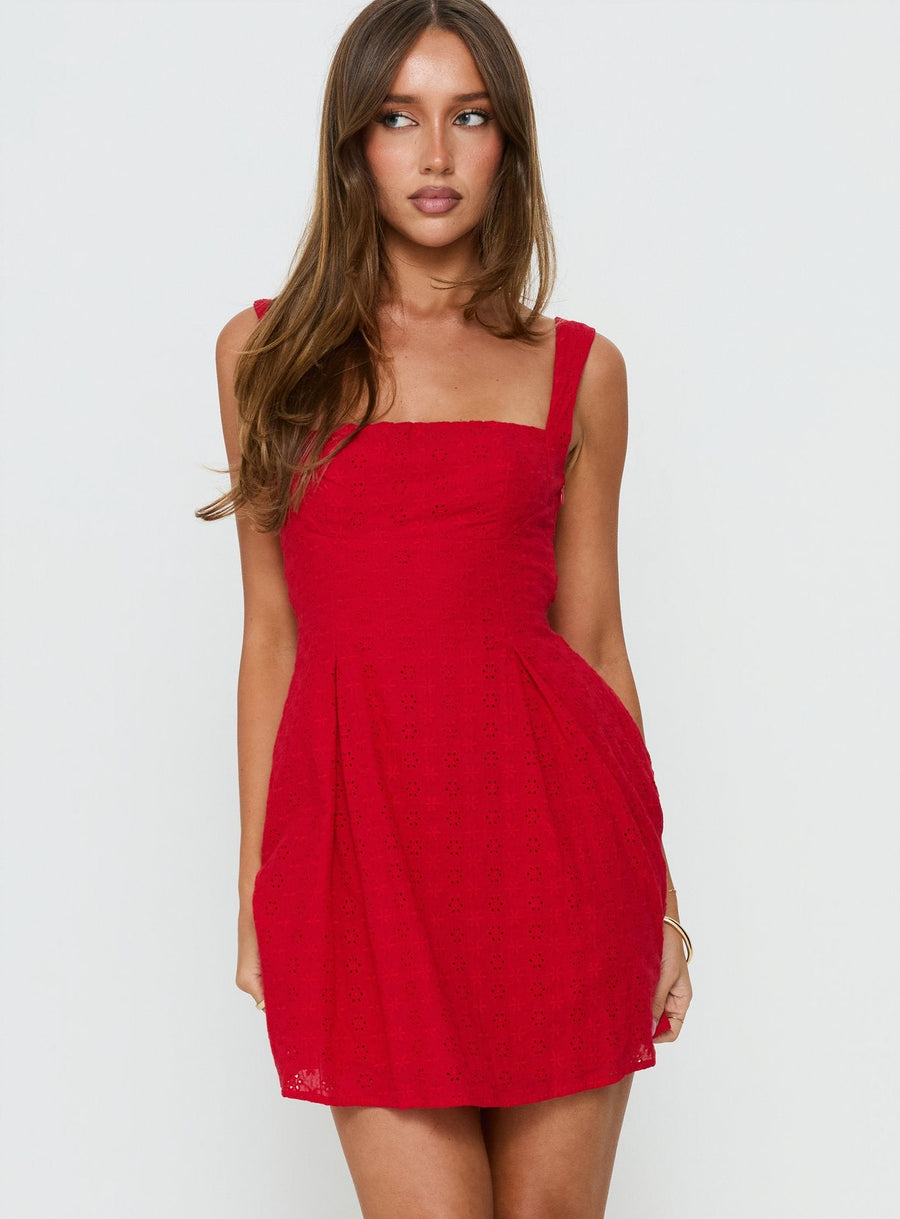 Xanthus Embroidered Mini Dress Red · photo 1