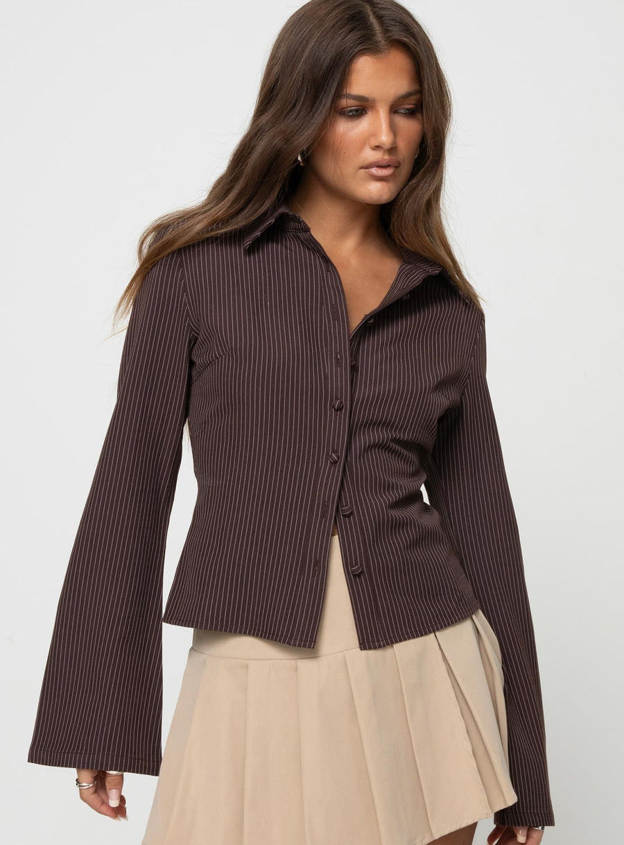 Anni Pinstripe Shirt Brown · photo 2