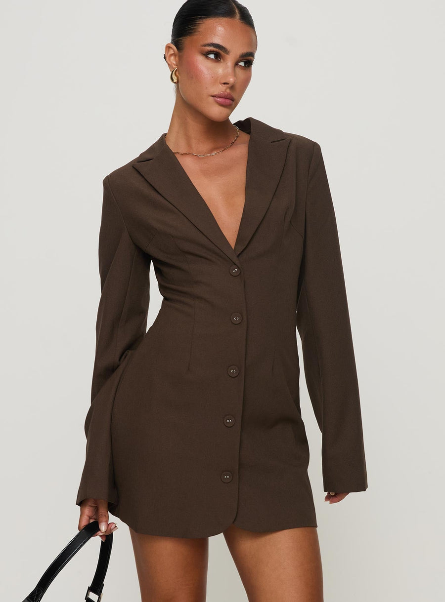 Dianah Blazer Mini Dress Brown · photo 1