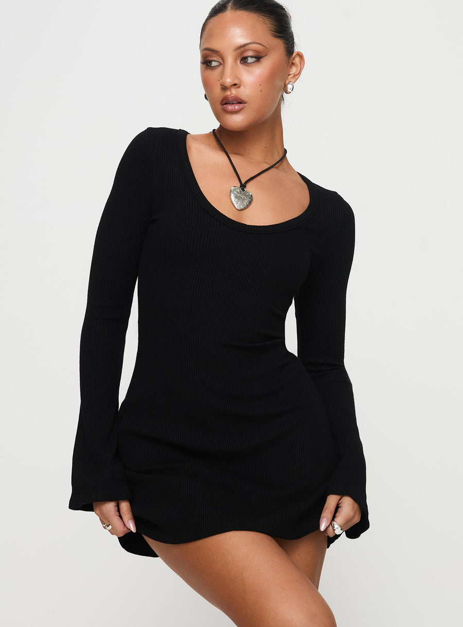 Best Interest Long Sleeve Mini Dress Black Tall · photo 1