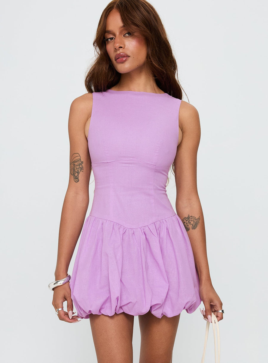 Cicely Bubble Hem Mini Dress Lilac · photo 1