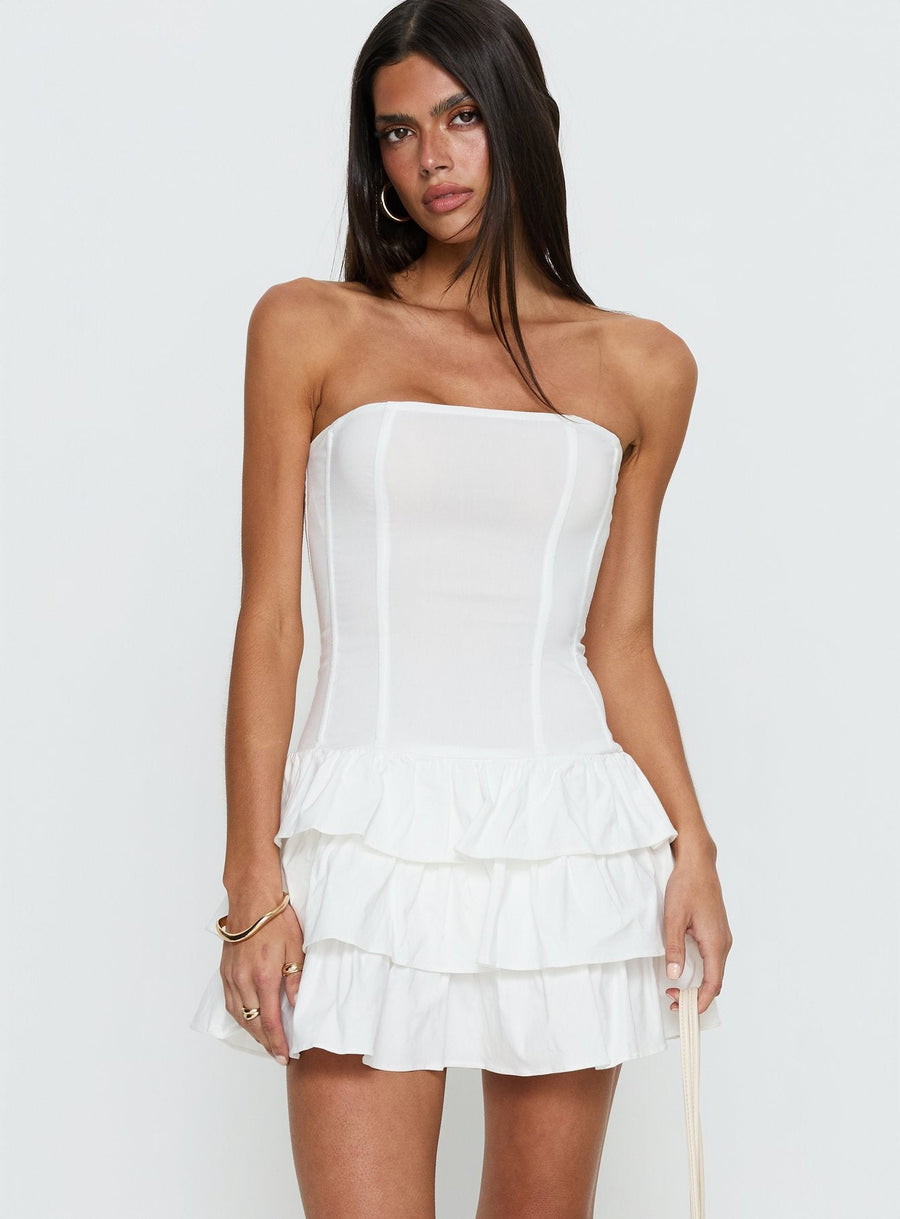 Valentia Tiered Mini Dress White · photo 2