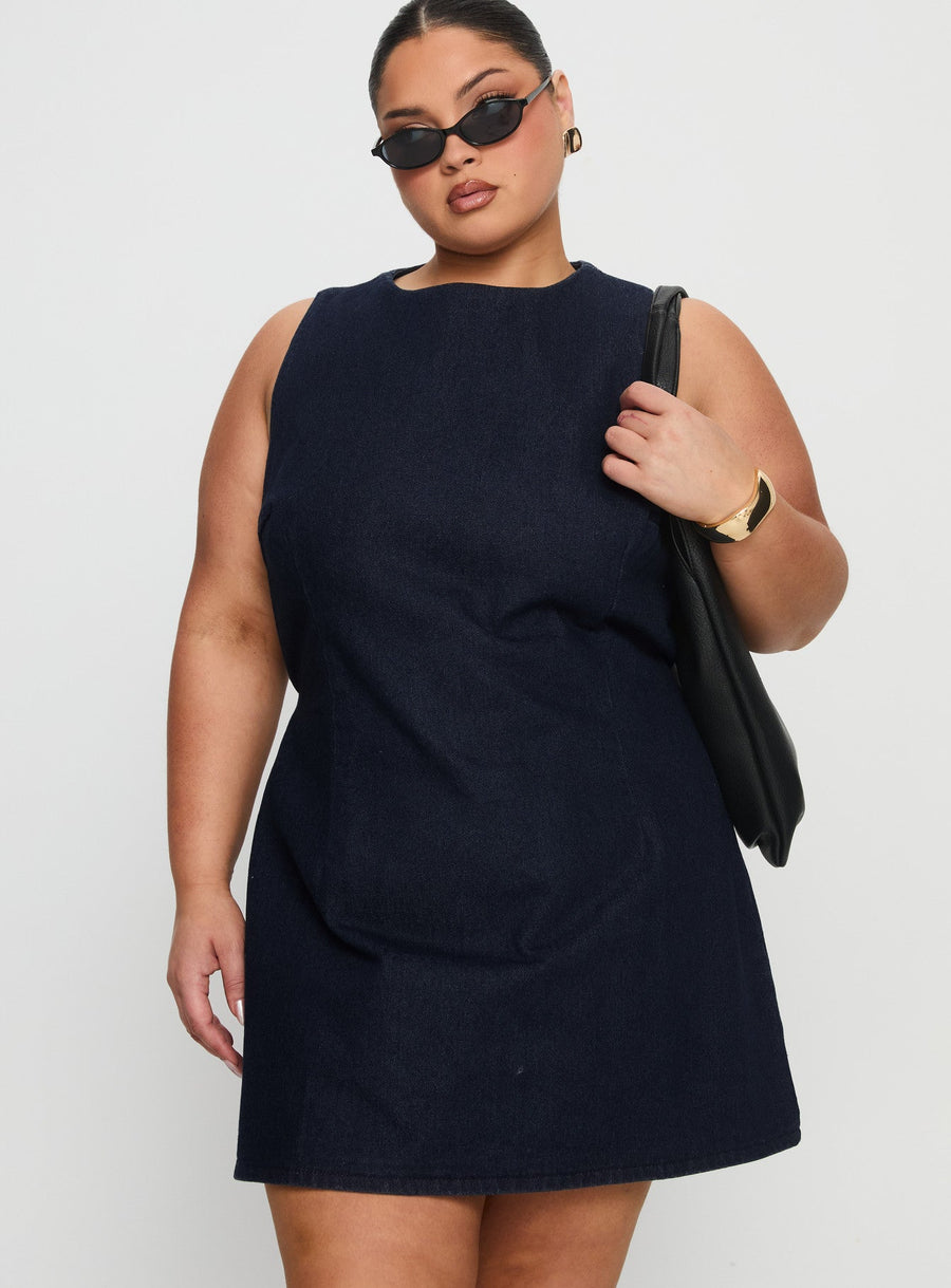 Ainsleigh Shift Denim Playsuit Dark Wash Curve · photo 2
