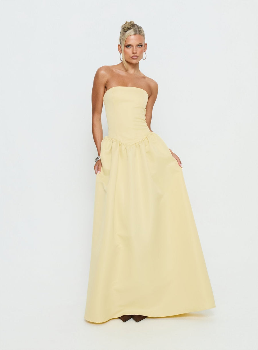 Soft Bloom Drop Waist Strapless Maxi Dress Yellow · photo 2