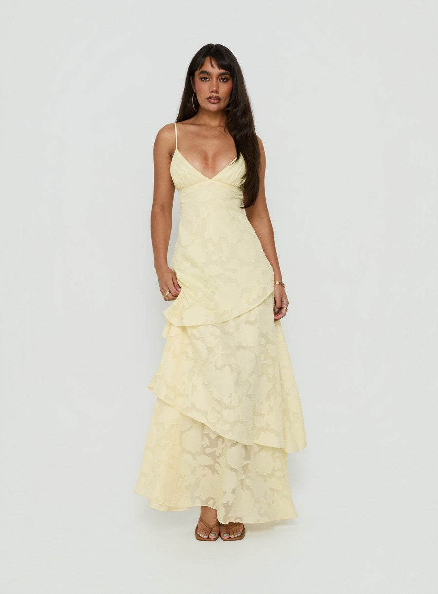 Lyricah Tiered Tie Back Maxi Dress Yellow · photo 2