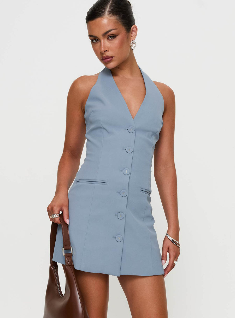 Vyxen Halter Mini Dress Blue · photo 2