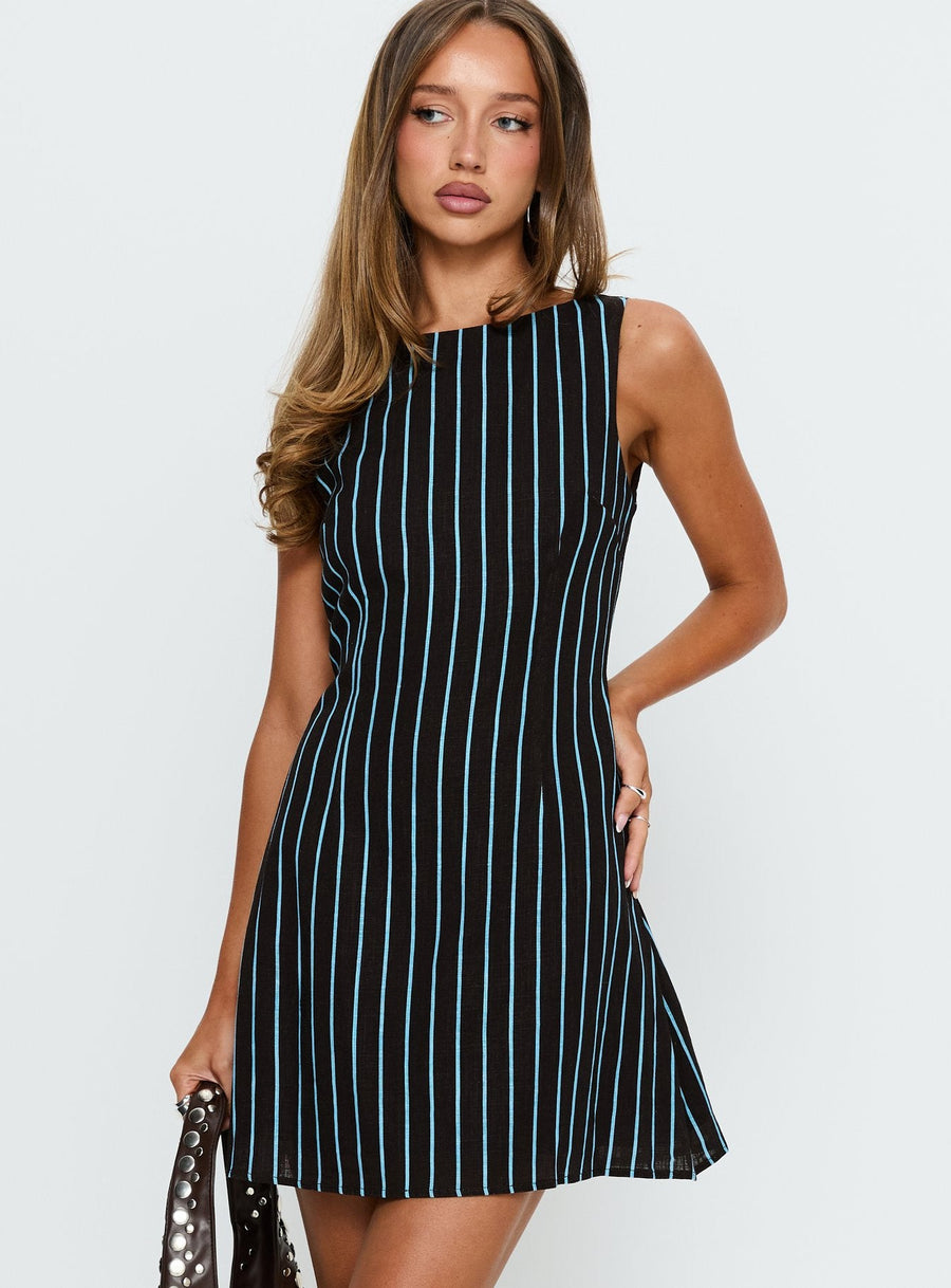 Alfalfa Shift Mini Dress Brown / Blue Stripe · photo 2