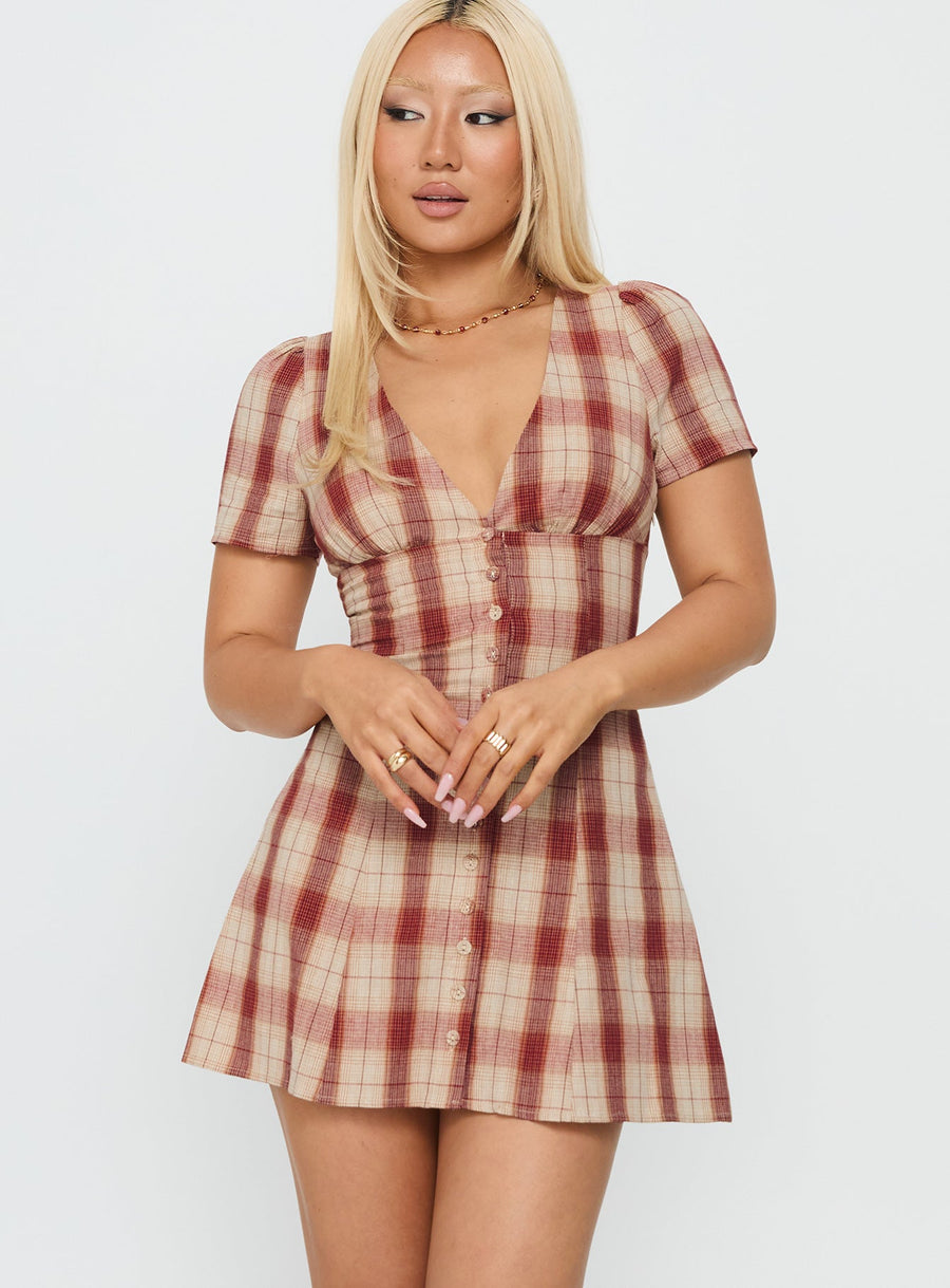 Twist Of Fate V Neck Mini Dress Plaid · photo 2