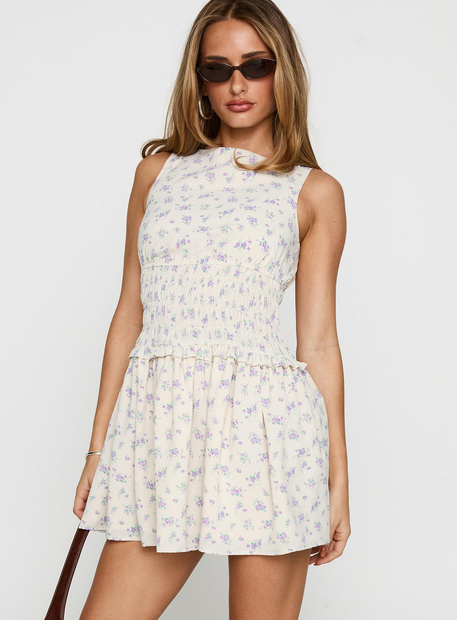 Yennifer Shirred Mini Dress Floral Multi · photo 2