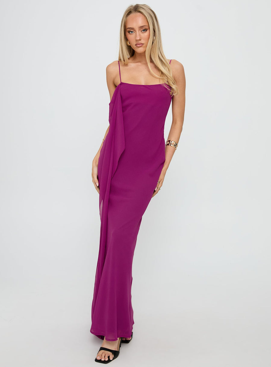 Syrina Cowl Neck Scarf Maxi Dress Berry · photo 2