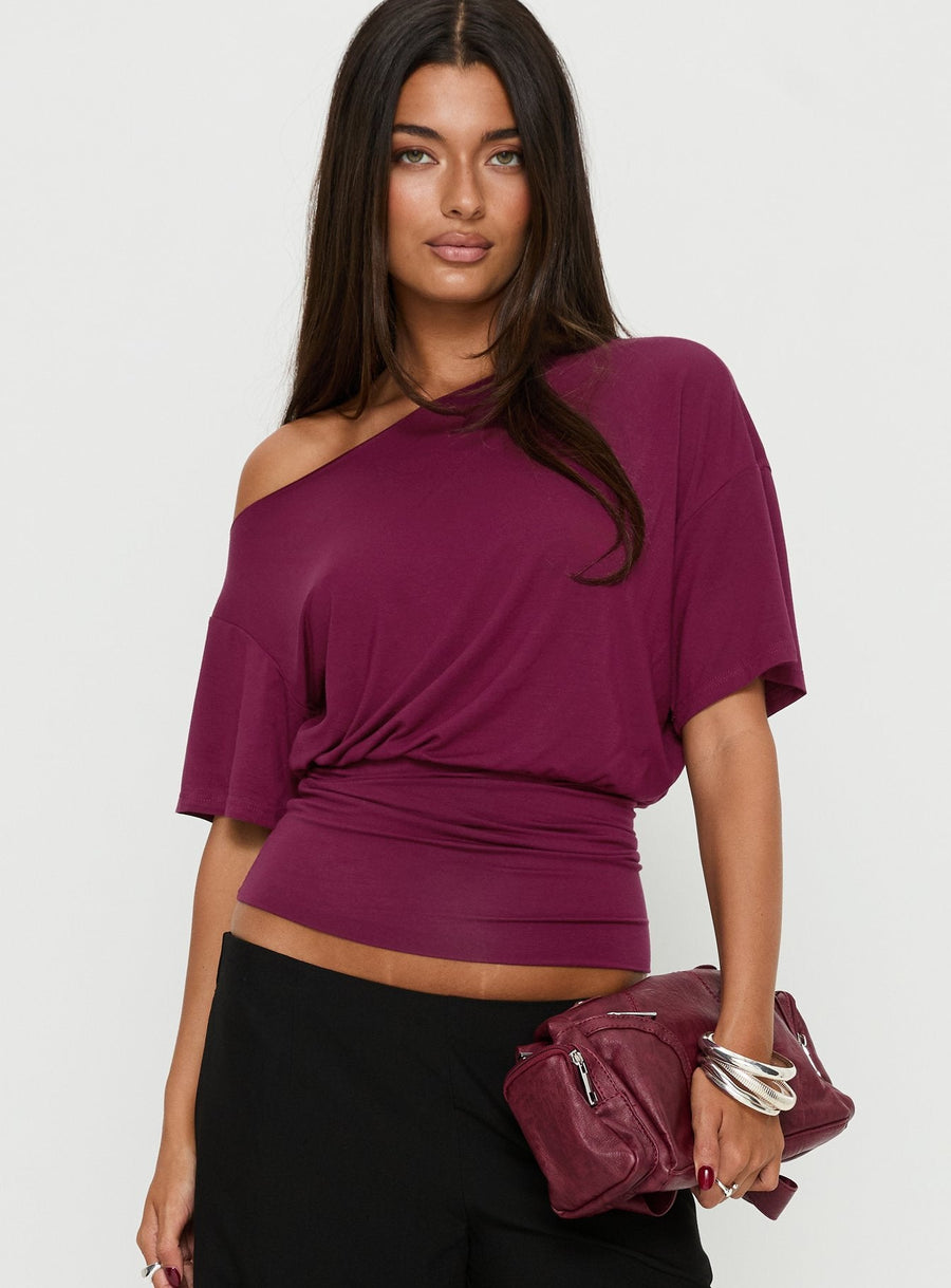 Ashlinn Off Shoulder Drapey Top Cherry Lacquer · photo 2