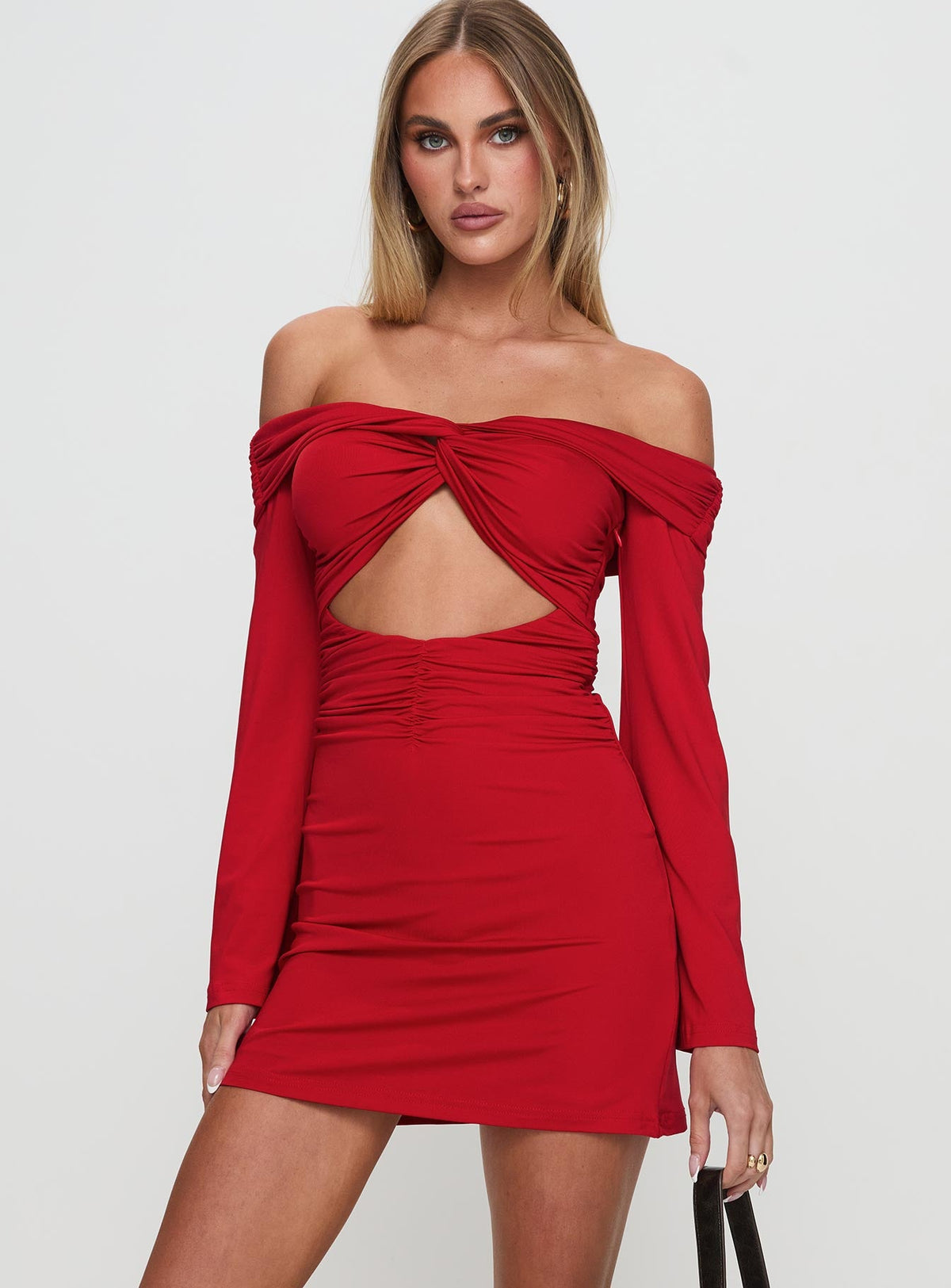 Vistoria Long Sleeve Mini Dress Red