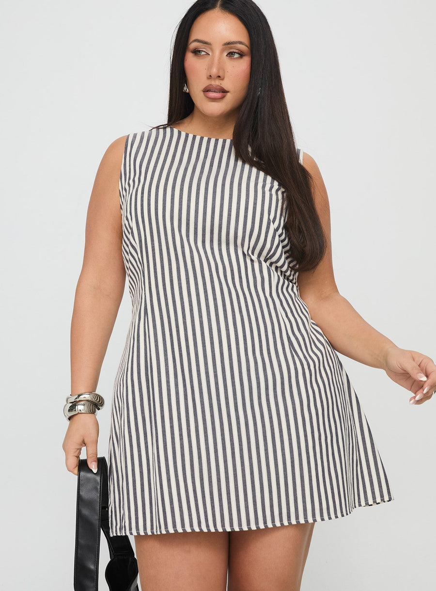 Alfalfa Shift Mini Dress Grey Stripe Curve · photo 2