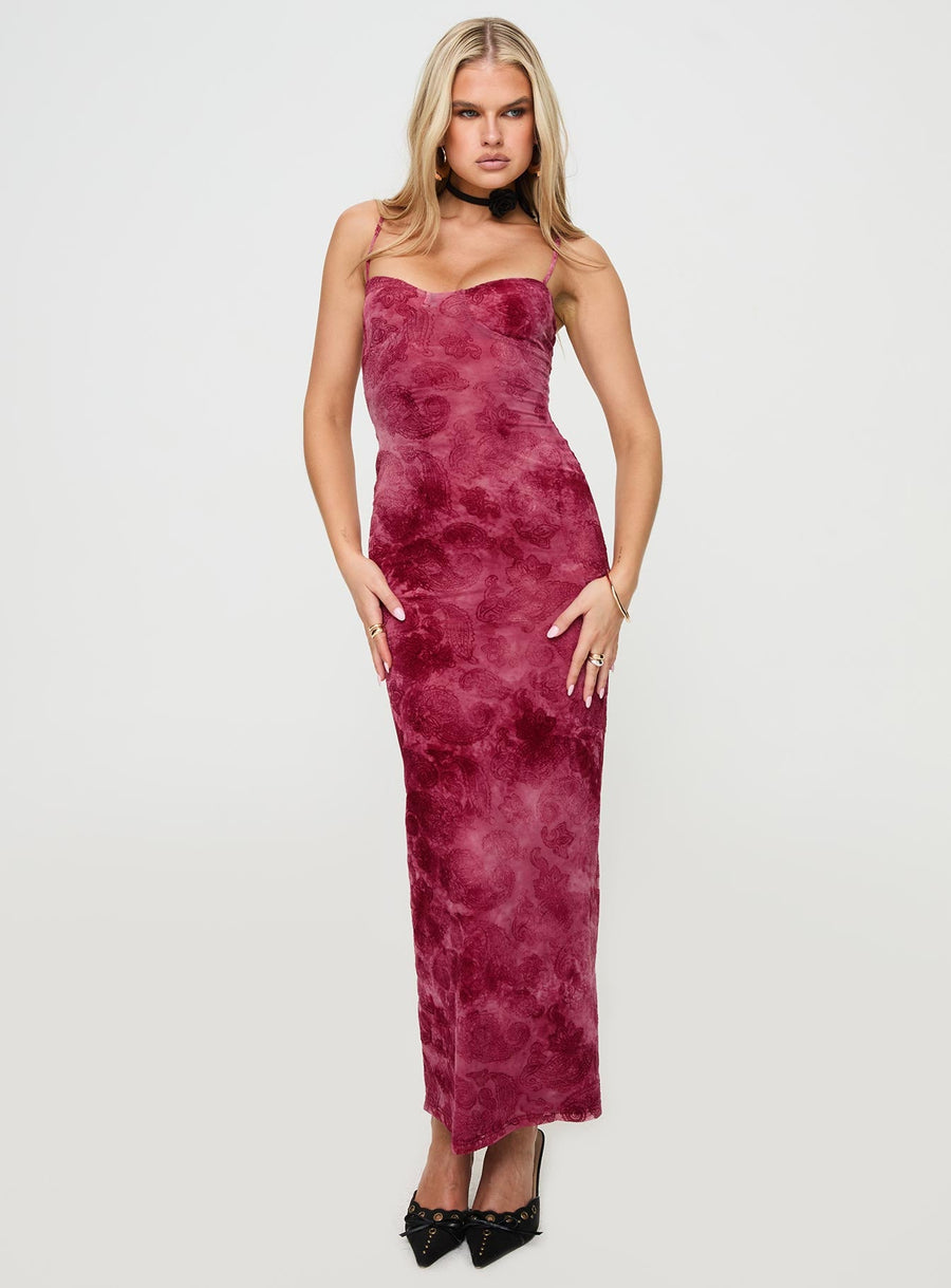 Orla Paisley Maxi Dress Burgundy · photo 3