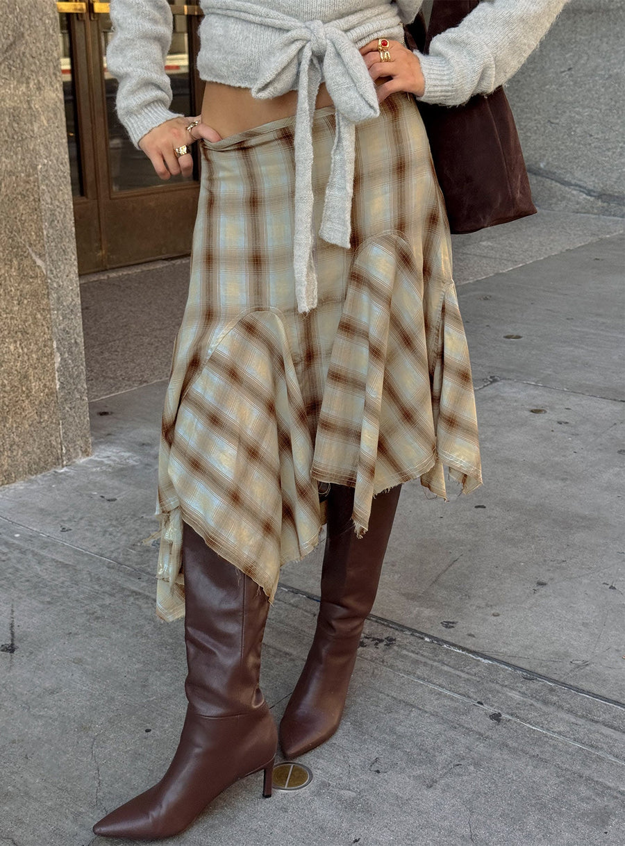 Toshie Asymmetrical Midi Skirt Multi Check · photo 10