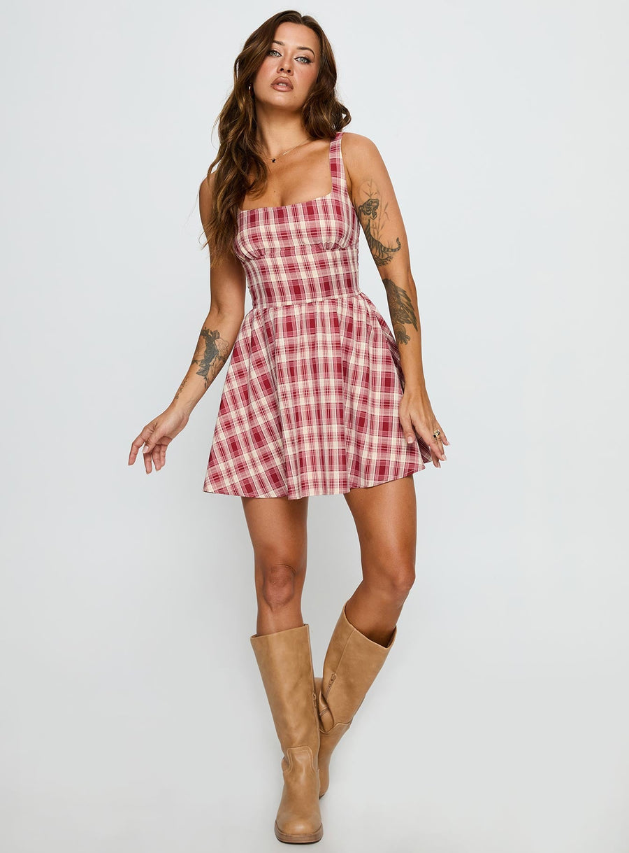 Ofeliah Mini Dress Red Check · photo 3