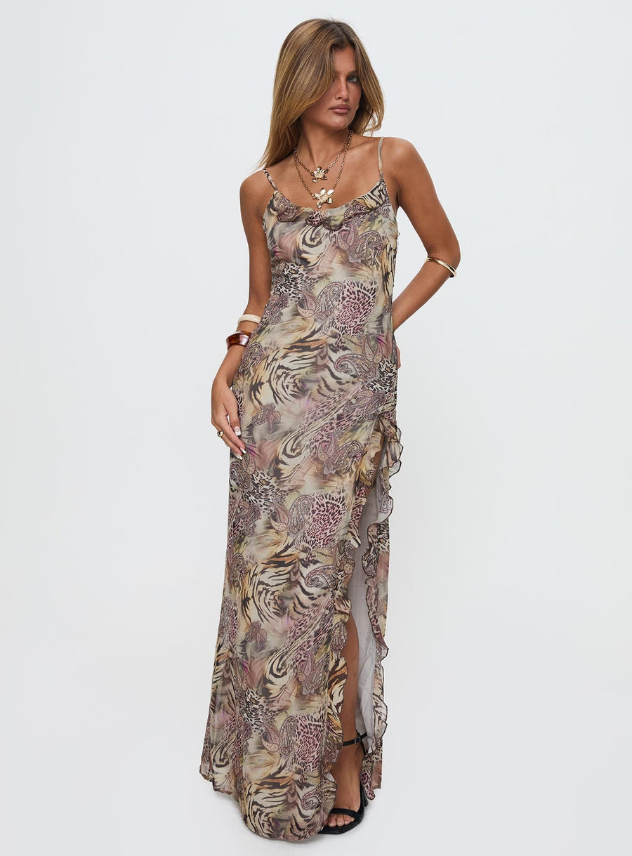 Sympathize Frill Split Maxi Dress Multi · photo 3