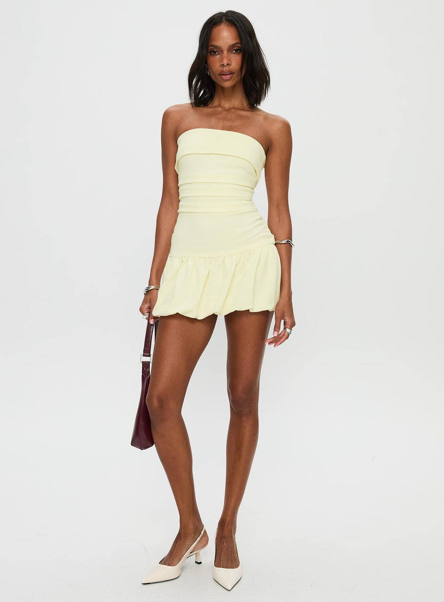 Mousse Strapless Mini Dress Lemon · photo 3