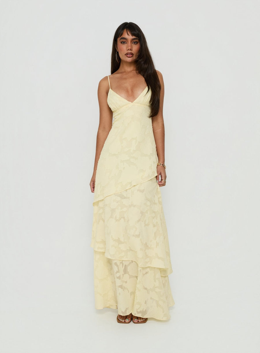 Lyricah Tiered Tie Back Maxi Dress Yellow · photo 3