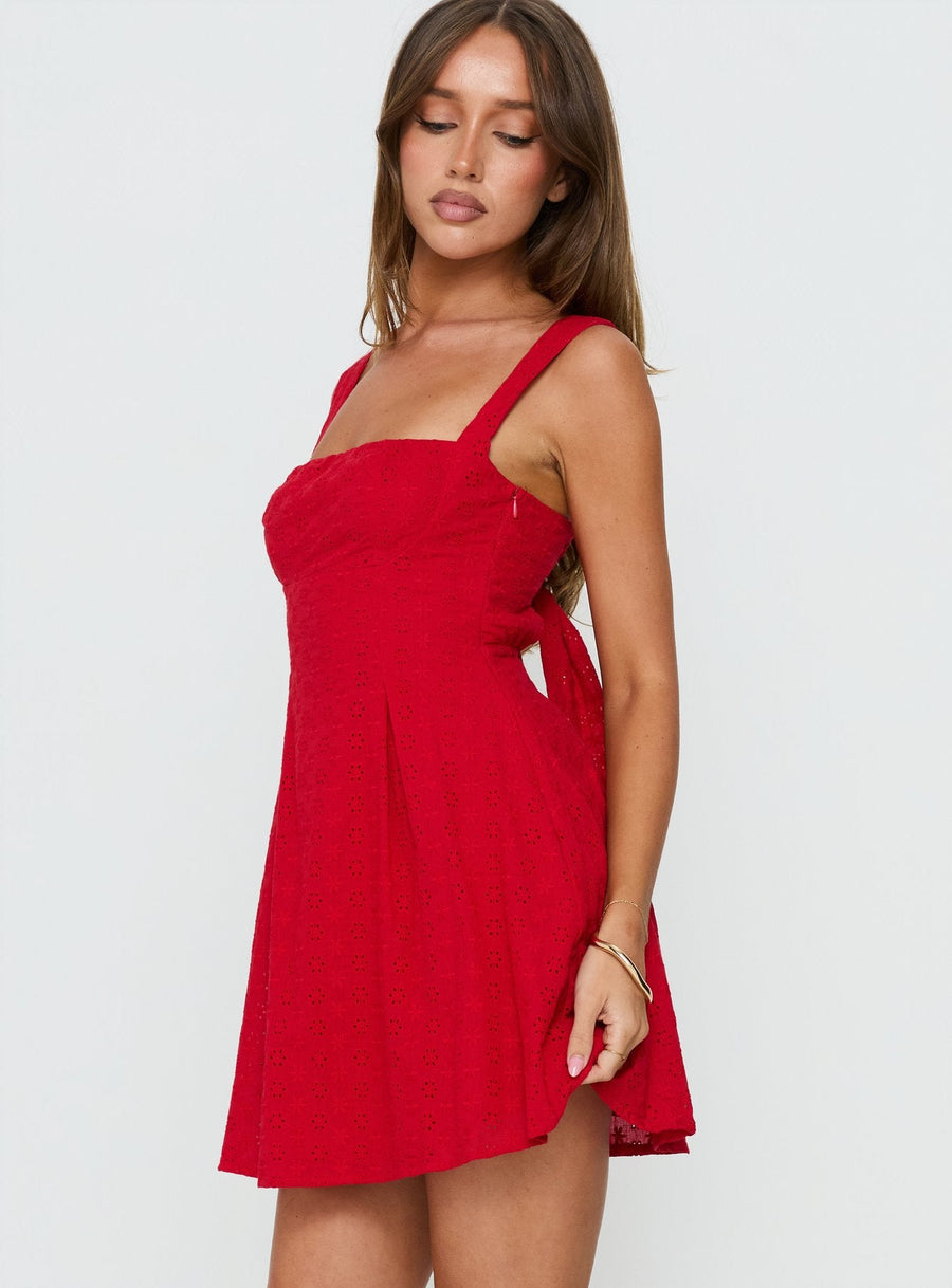 Xanthus Embroidered Mini Dress Red · photo 3