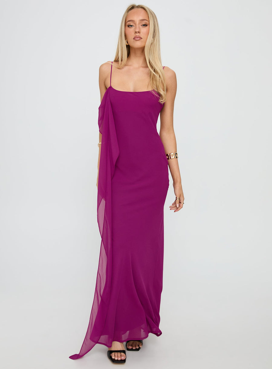 Syrina Cowl Neck Scarf Maxi Dress Berry · photo 3