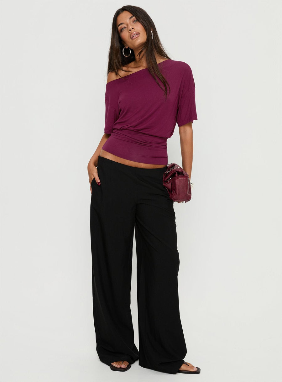 Ashlinn Off Shoulder Drapey Top Cherry Lacquer · photo 3