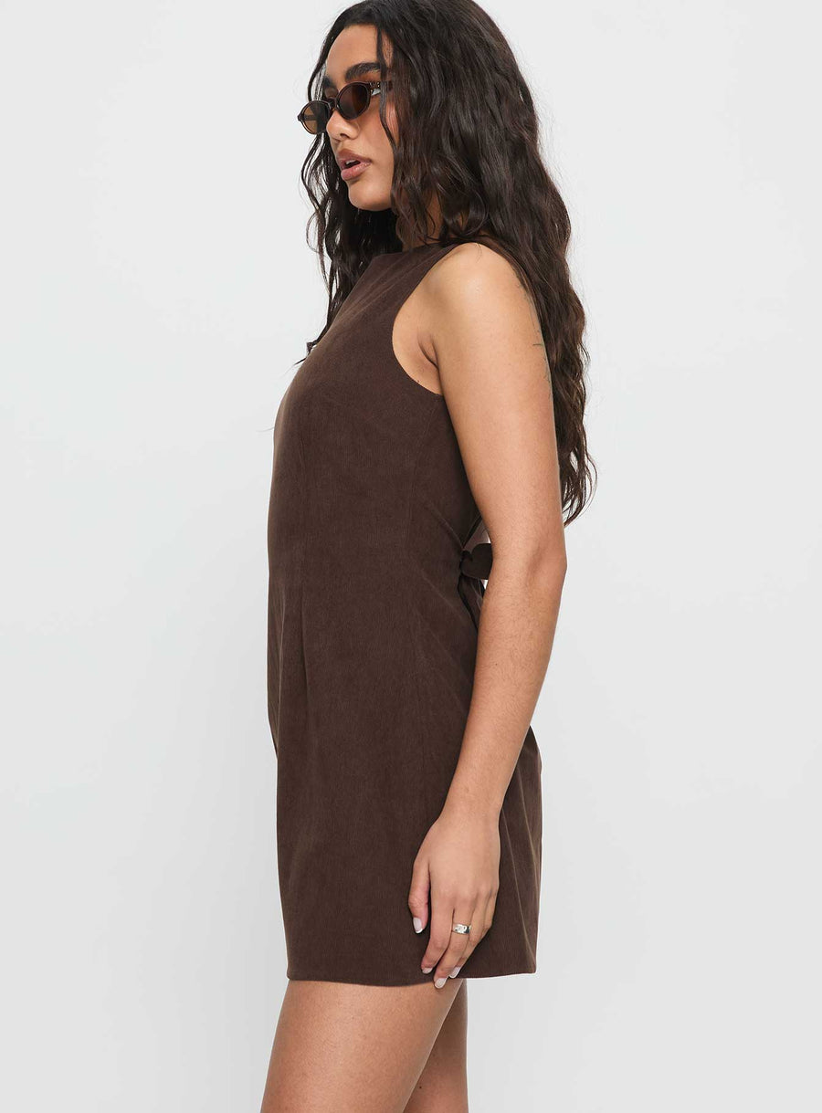 Alfalfa Corduroy Mini Dress Chocolate · photo 4