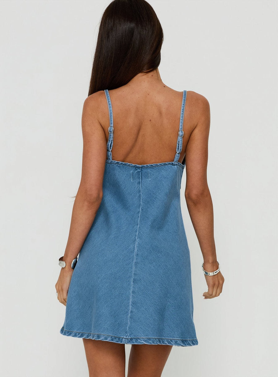 Arwen Denim Mini Dress Light Blue Wash · photo 4