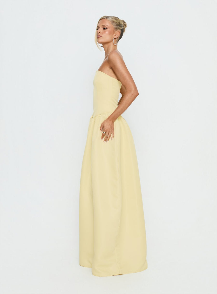 Soft Bloom Drop Waist Strapless Maxi Dress Yellow · photo 4